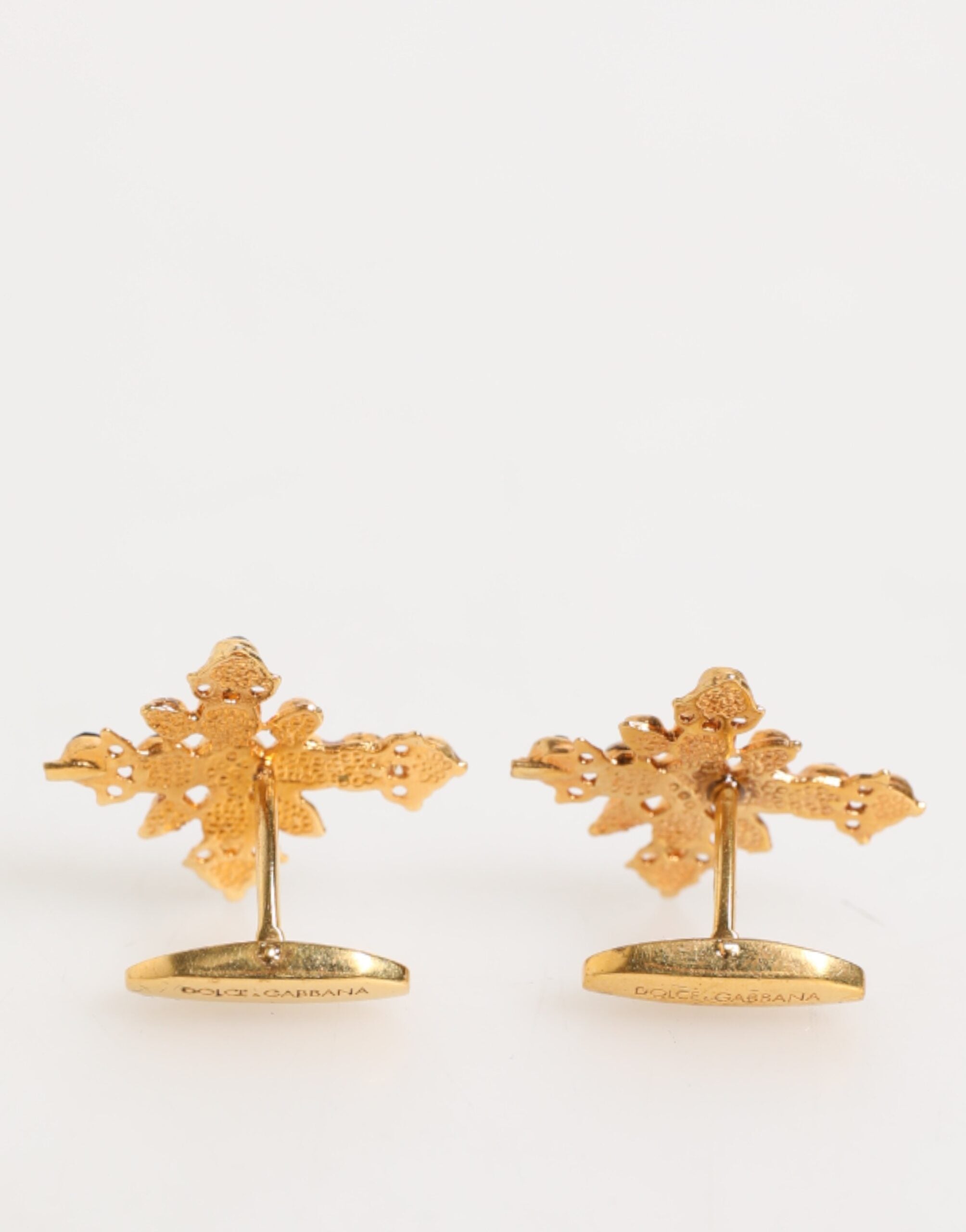 Dolce & Gabbana Gold Tone Messing Kreuz Kristall Männer Accessoire Manschettenknopf