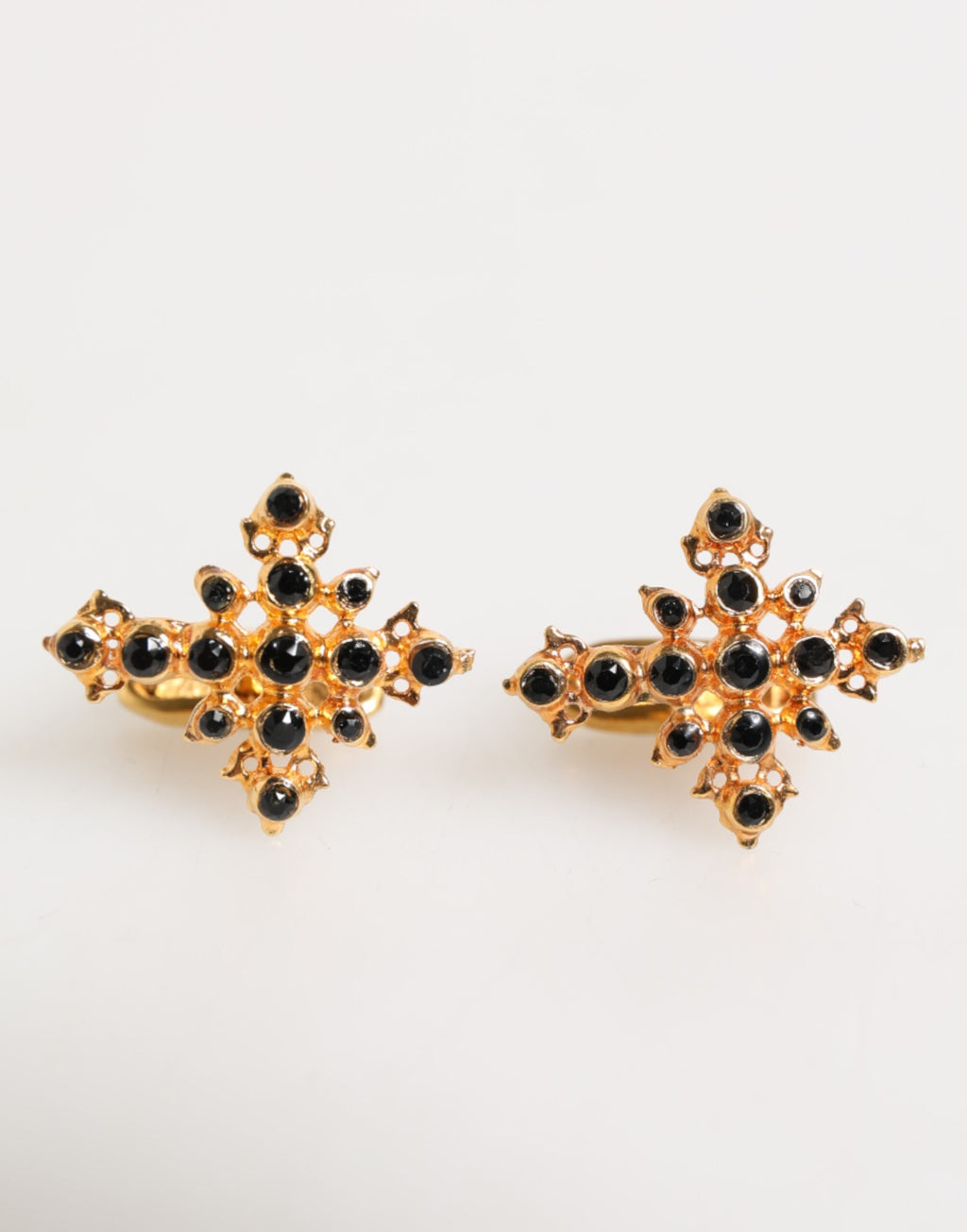 Dolce & Gabbana Gold Tone Messing Kreuz Kristall Männer Accessoire Manschettenknopf