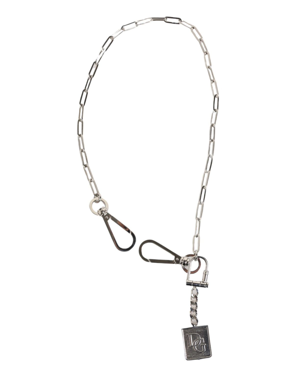 Dolce & Gabbana Zilverkleurige Metalen Ketting DG Logo Hanger Herenketting