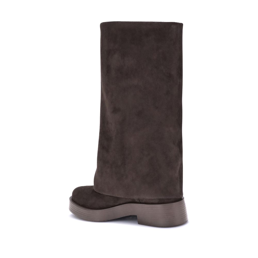 Casadei Braune Polyester-Flachstiefel