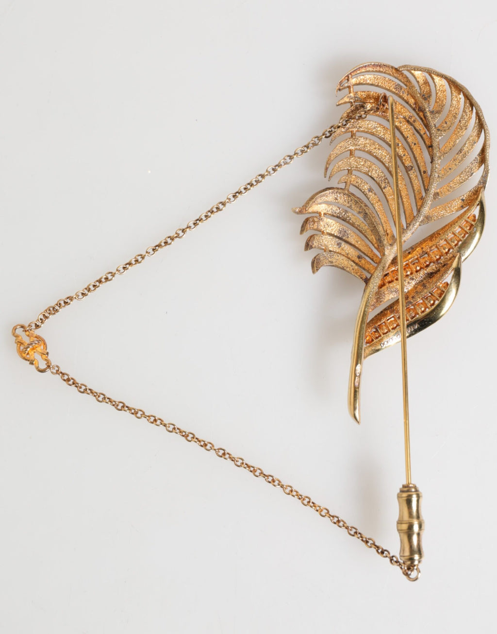 Dolce & Gabbana Blattgold 925 Sterling Silber Kristallkette Brosche