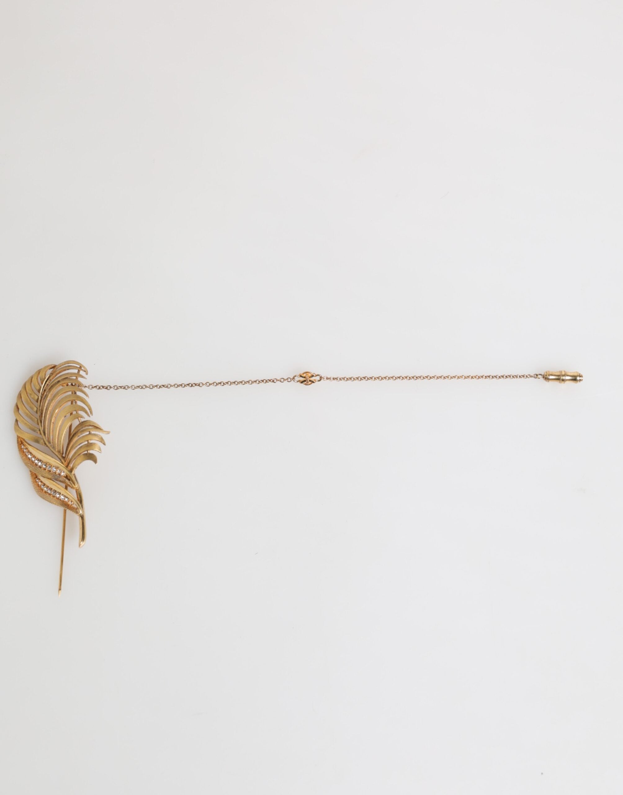 Dolce & Gabbana Blattgold 925 Sterling Silber Kristallkette Brosche