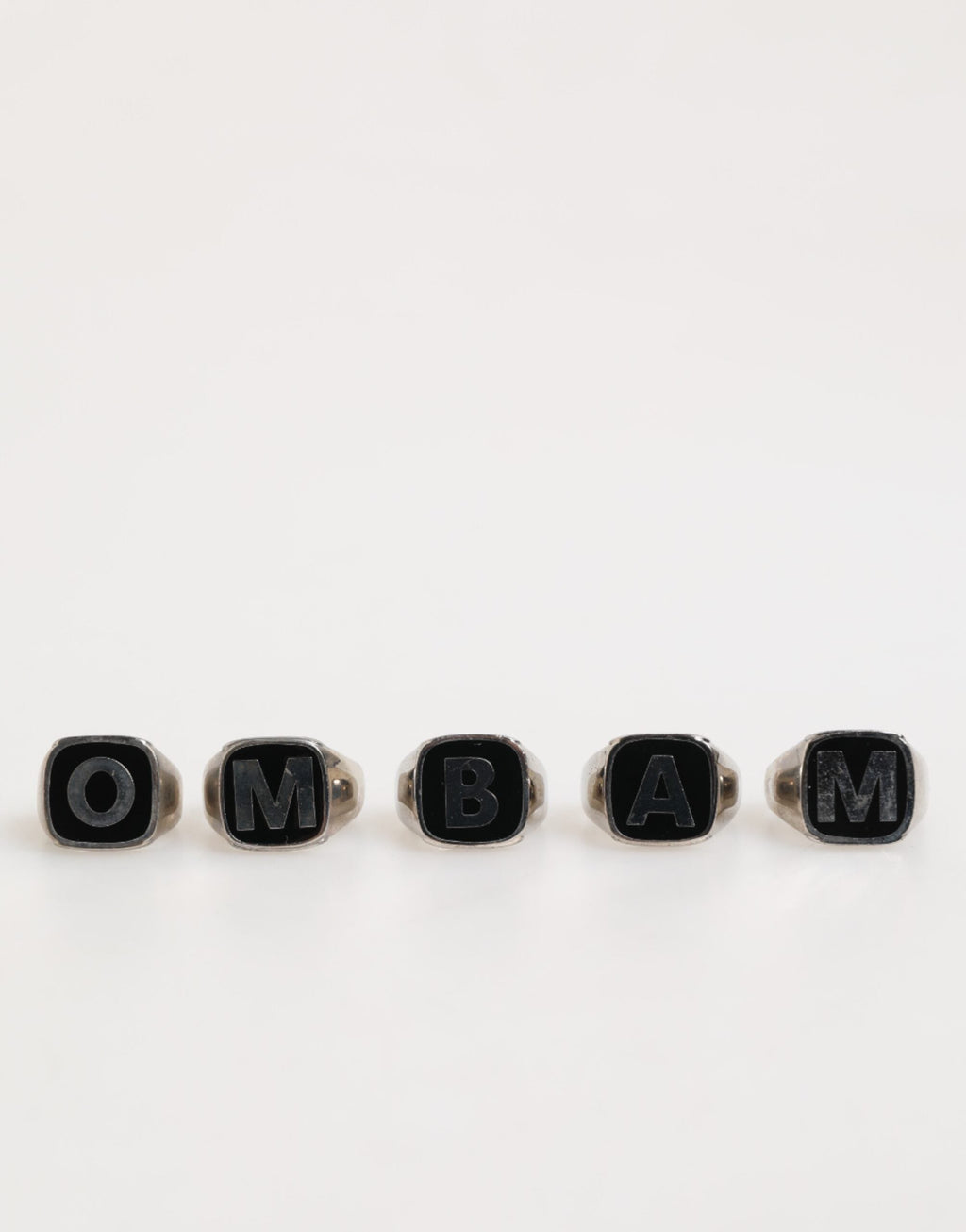 Dolce & Gabbana Silber-Ton Messing Schriftzug Set 5 Stück verstellbaren Ring