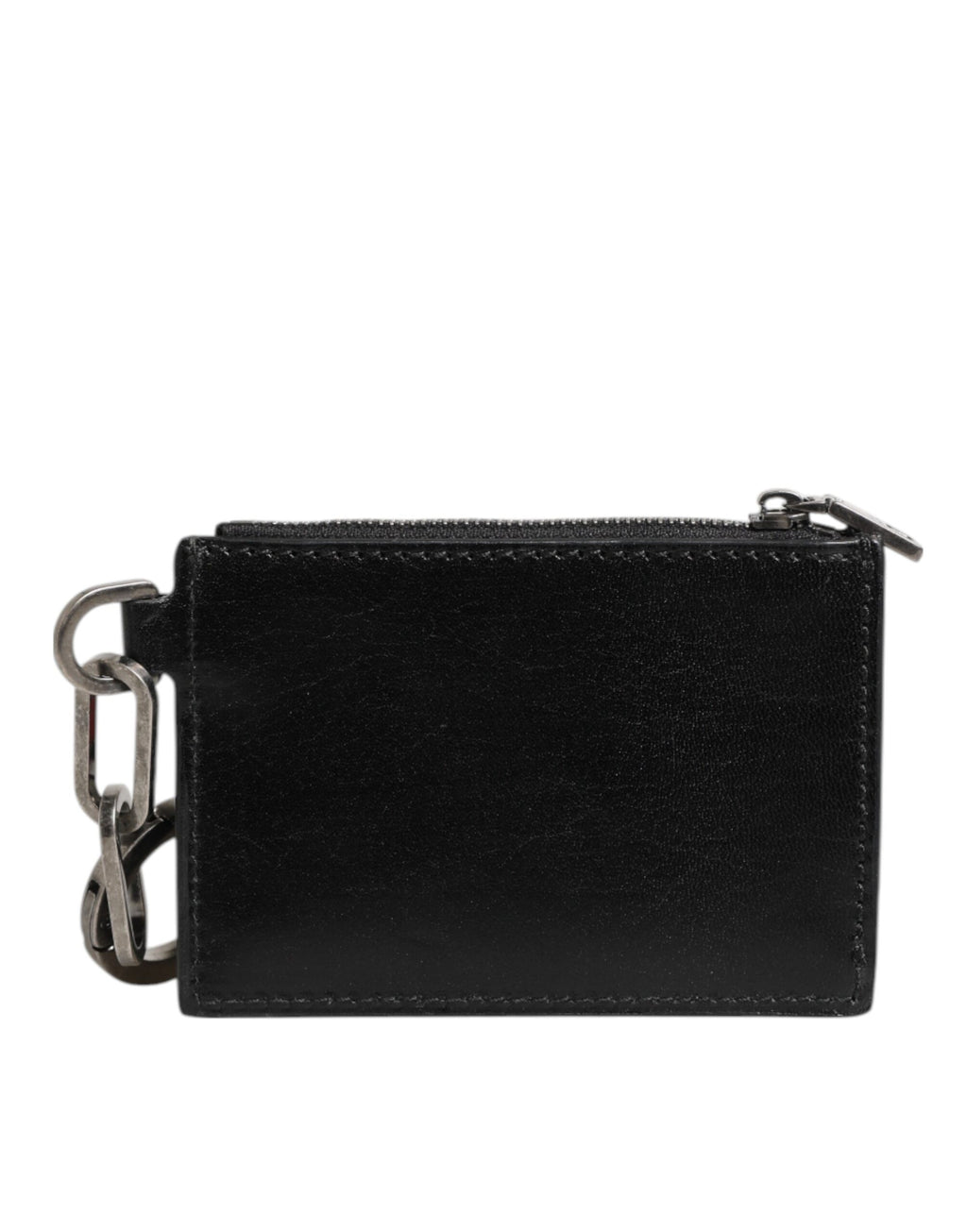 Dolce & Gabbana Schwarzes Leder Zip Logo Schlüsselanhänger Münzgeldbörse Schlüsselanhänger Geldbörse