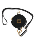 Dolce & Gabbana Zwart Rond Leren DG Logo Muntportemonnee Koord Portemonnee