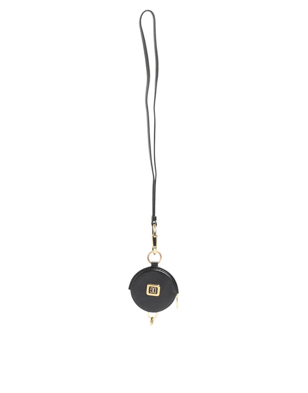 Dolce & Gabbana Zwart Rond Leren DG Logo Muntportemonnee Koord Portemonnee
