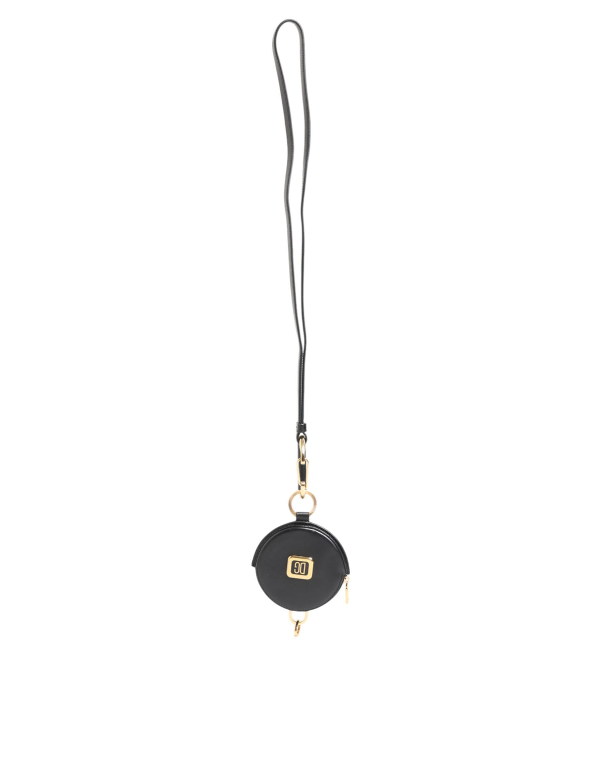 Dolce & Gabbana Zwart Rond Leren DG Logo Muntportemonnee Koord Portemonnee