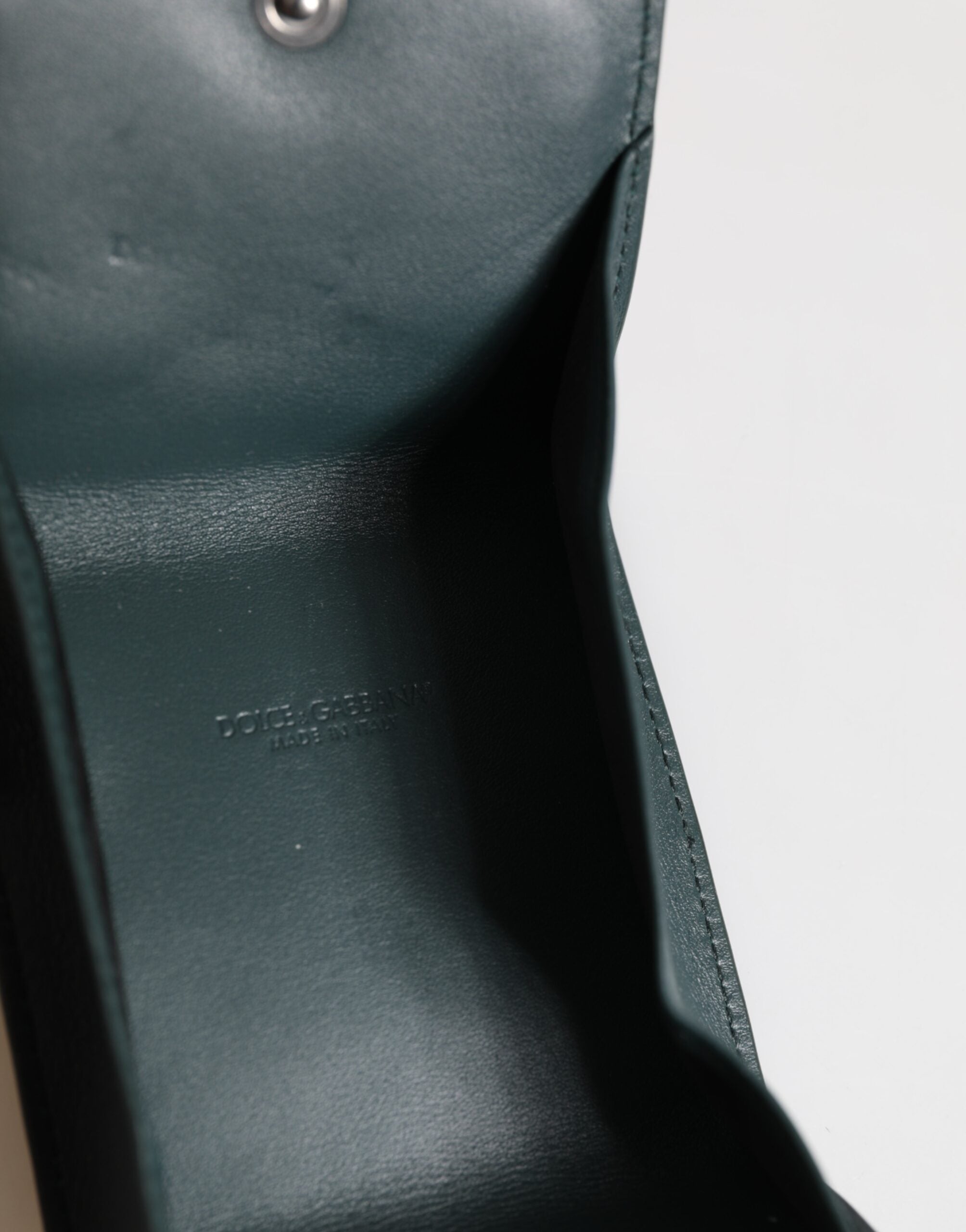 Dolce & Gabbana Dunkelgrünes Leder DG Logo Münzbeutel Tasche Charm Wallet