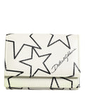 Dolce & Gabbana White Leather Trifold DG Star Print Card Holder Wallet