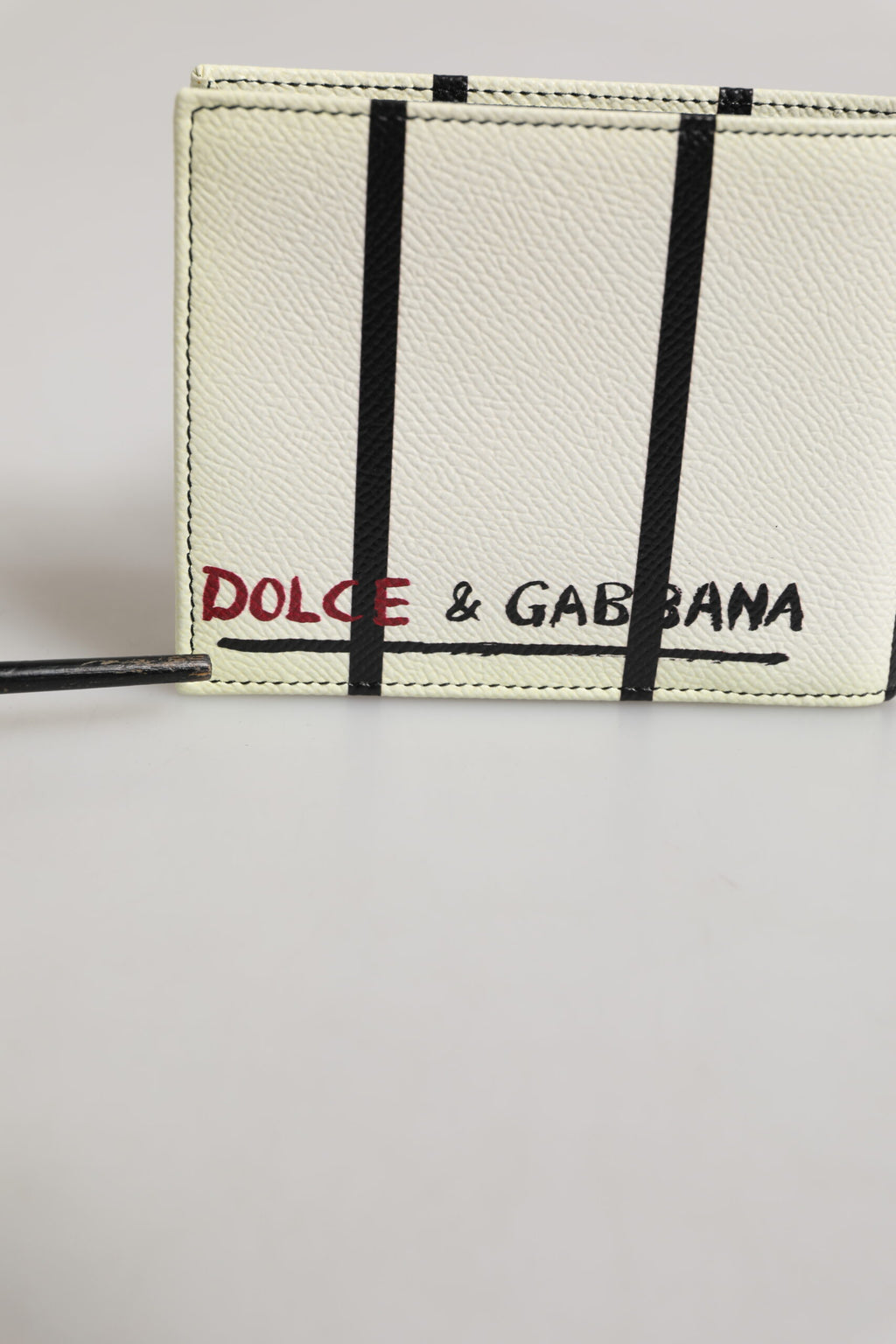 Dolce & Gabbana Weißes Leder DG Crown Royals Bifold Card Holder Wallet