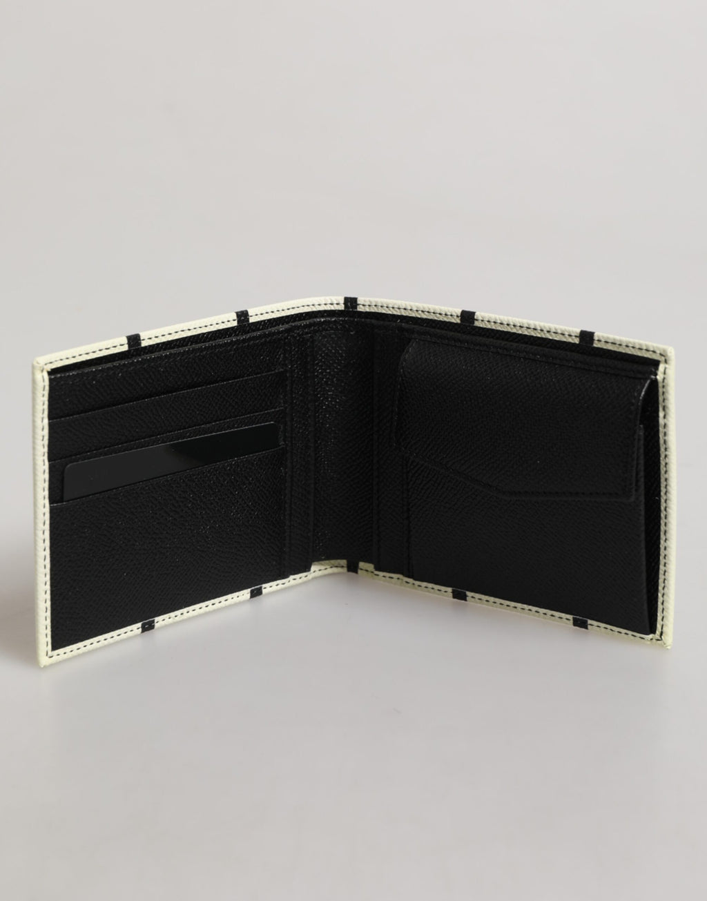 Dolce & Gabbana Weißes Leder DG Crown Royals Bifold Card Holder Wallet
