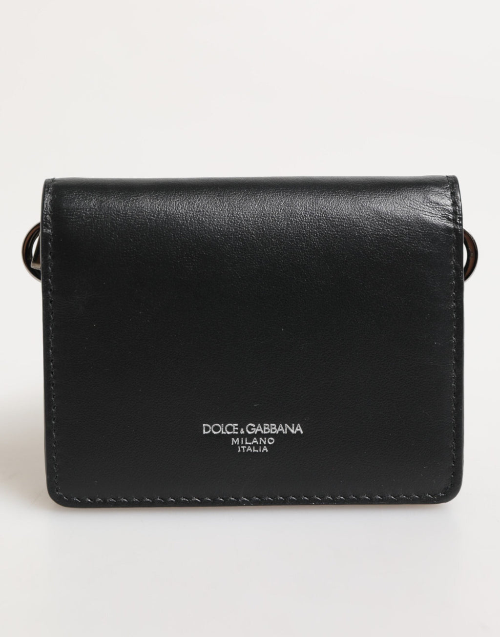 Dolce & Gabbana Schwarzes Leder DG Logo Bifold Karteninhaber Herren Borse Brieftasche