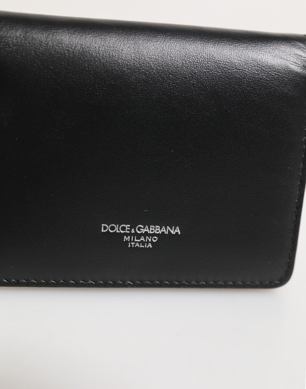 Dolce & Gabbana Schwarzes Leder DG Logo Bifold Karteninhaber Herren Borse Brieftasche