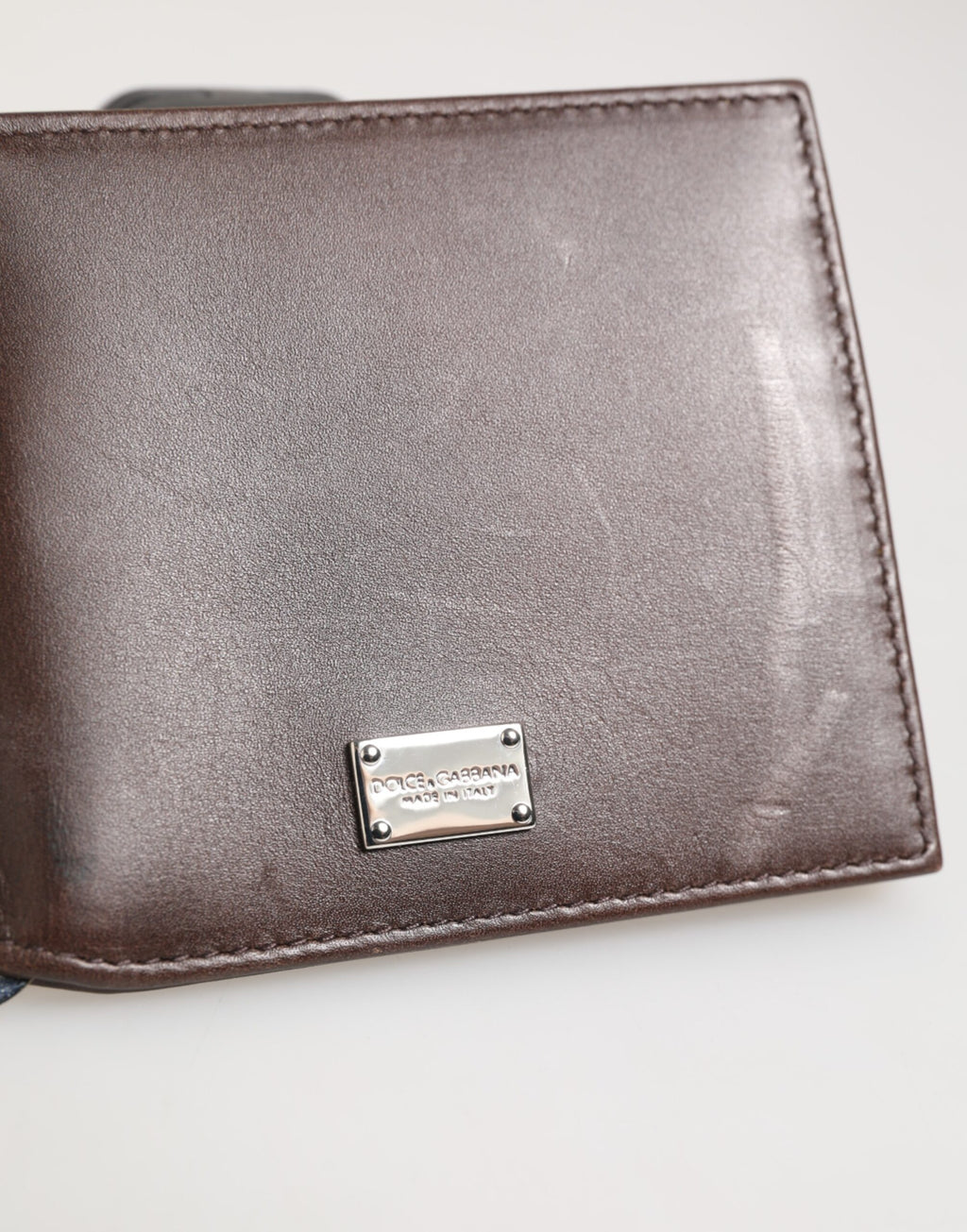 Dolce & Gabbana Braunes Leder DG Logo Gravur Bifold Card Holder Wallet