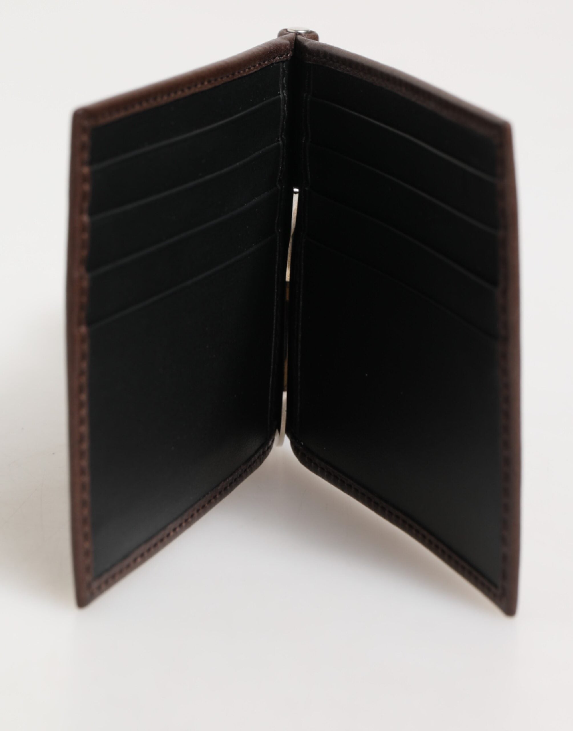 Dolce & Gabbana Braunes Leder DG Logo Gravur Bifold Card Holder Wallet