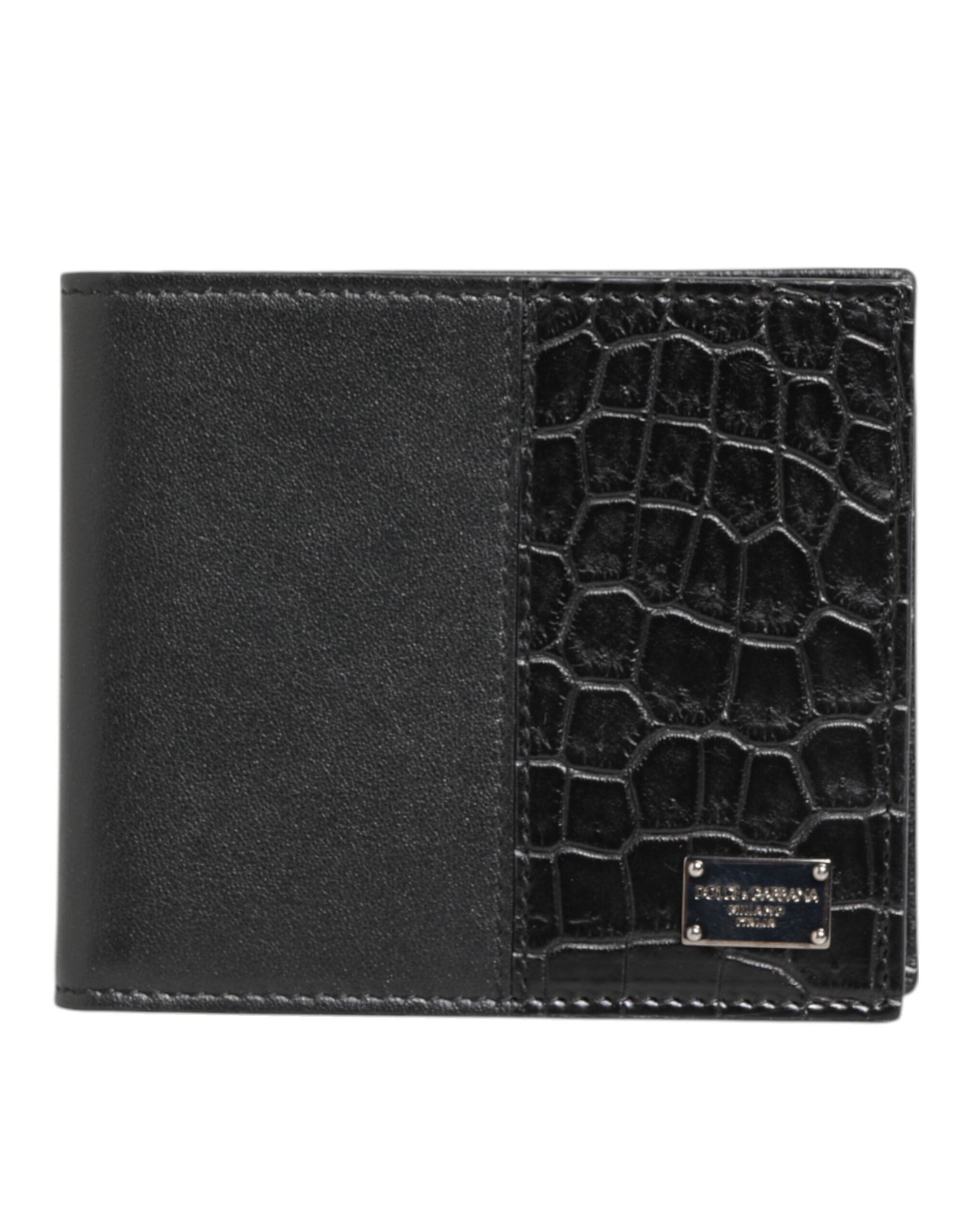 Dolce & Gabbana Schwarzes exotisches Leder Bifold Kartenhalter Männer Brieftasche