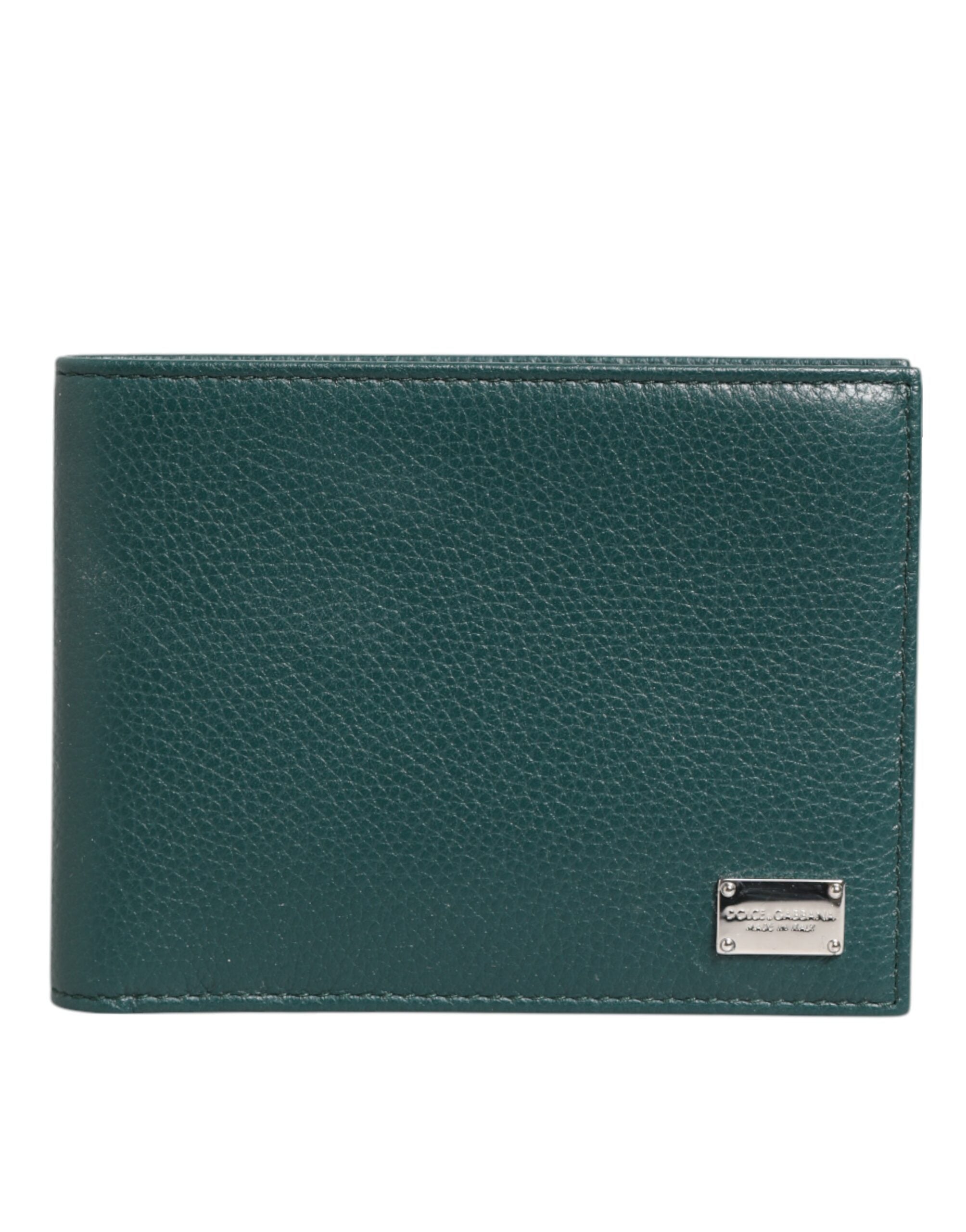 Dolce & Gabbana Grünes Leder DG Logo Gravur Bifold Card Holder Wallet