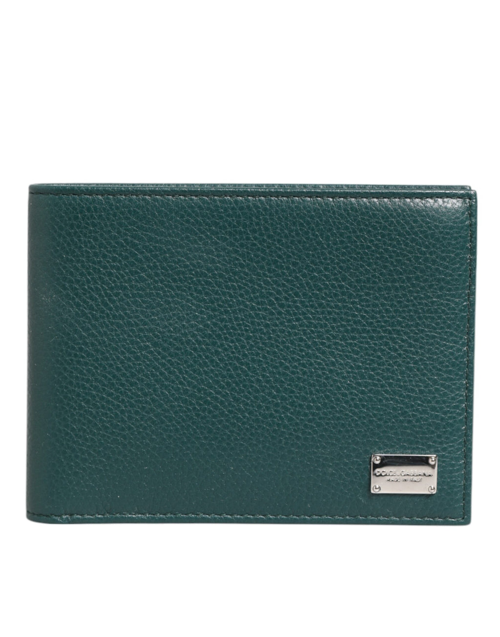 Dolce & Gabbana Grünes Leder DG Logo Gravur Bifold Card Holder Wallet