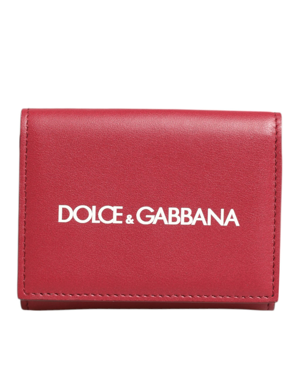 Dolce & Gabbana Rotes Leder mit frechem Logodruck Trifold Card Holder Wallet