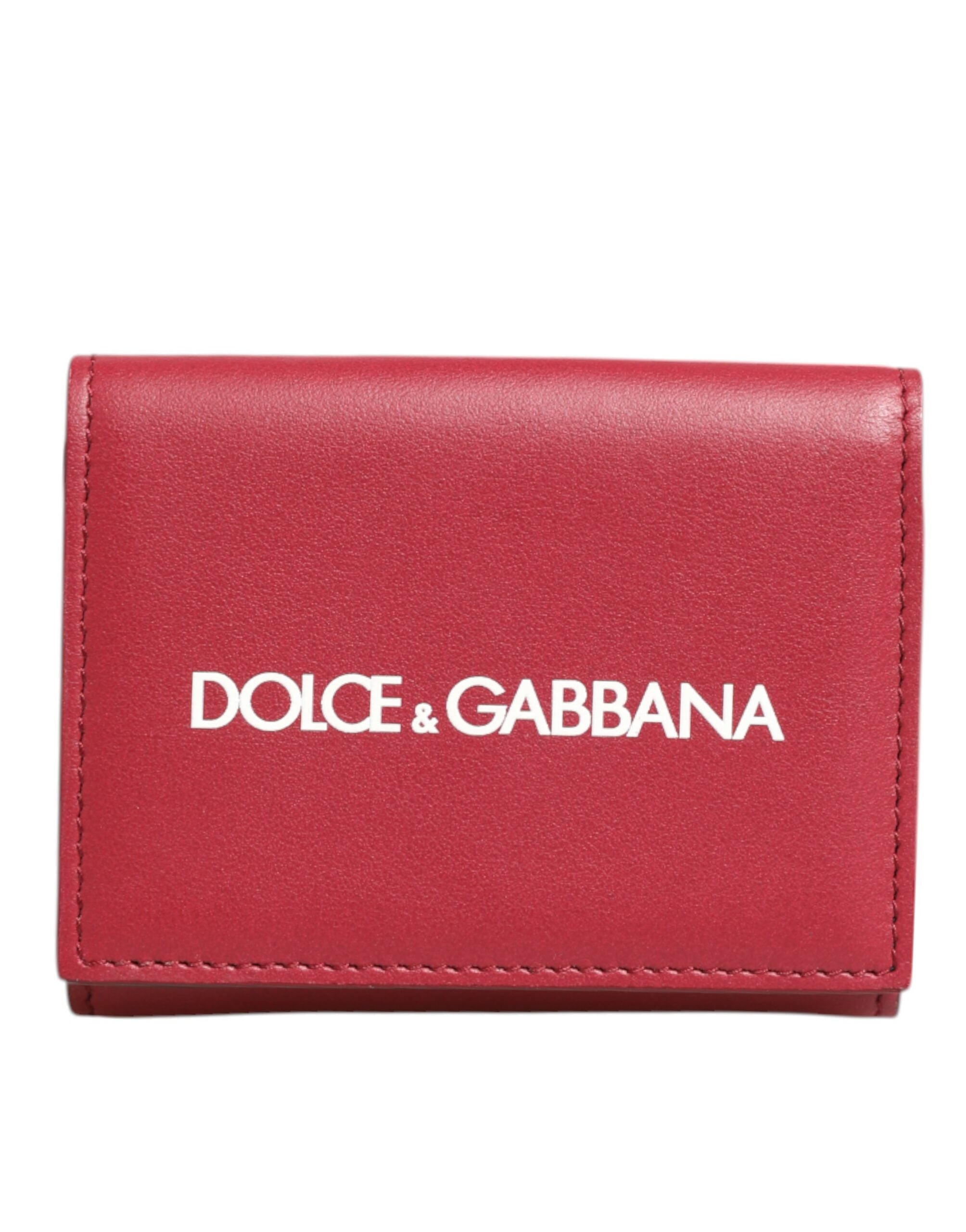 Dolce & Gabbana Rotes Leder mit frechem Logodruck Trifold Card Holder Wallet