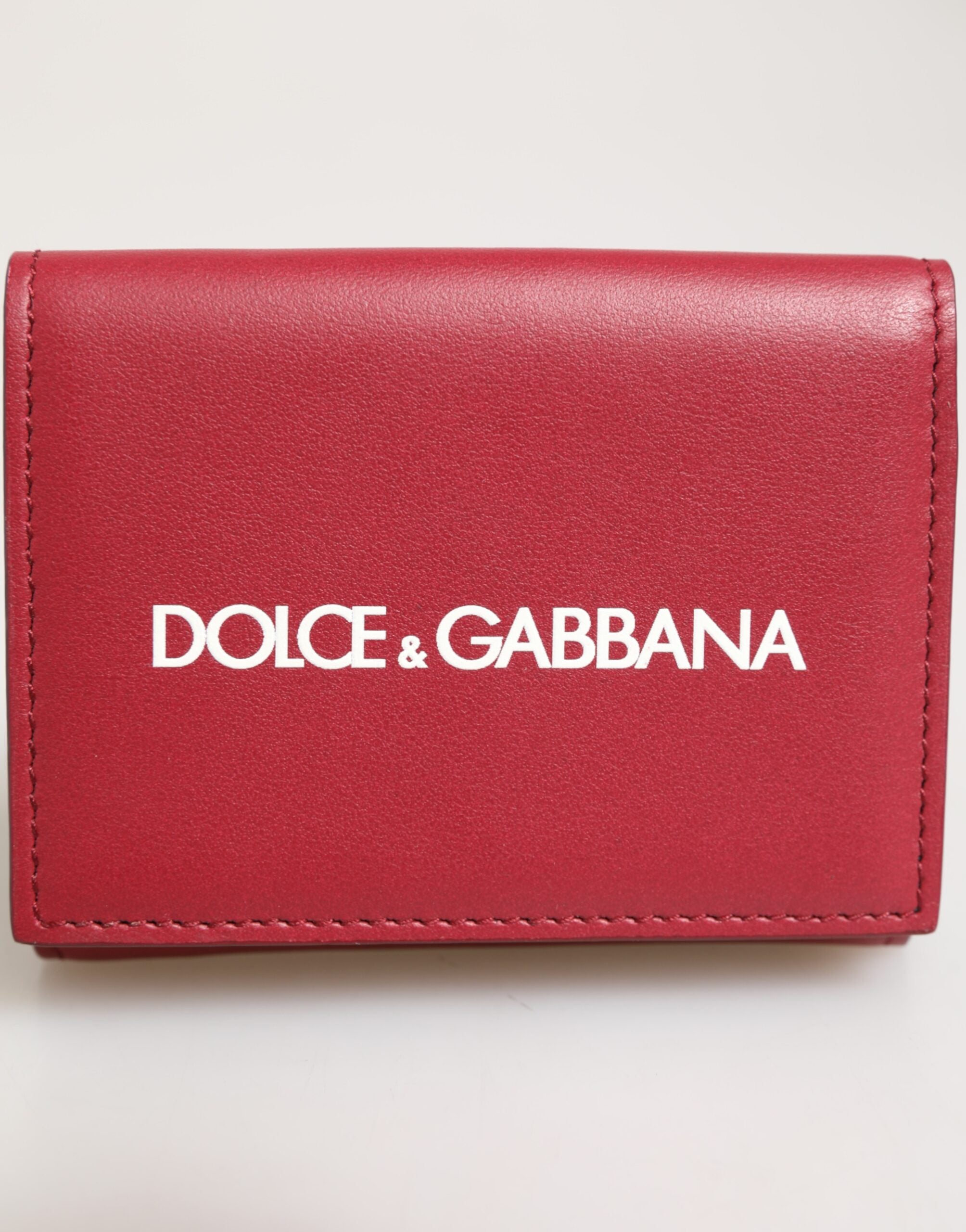 Dolce & Gabbana Rotes Leder mit frechem Logodruck Trifold Card Holder Wallet
