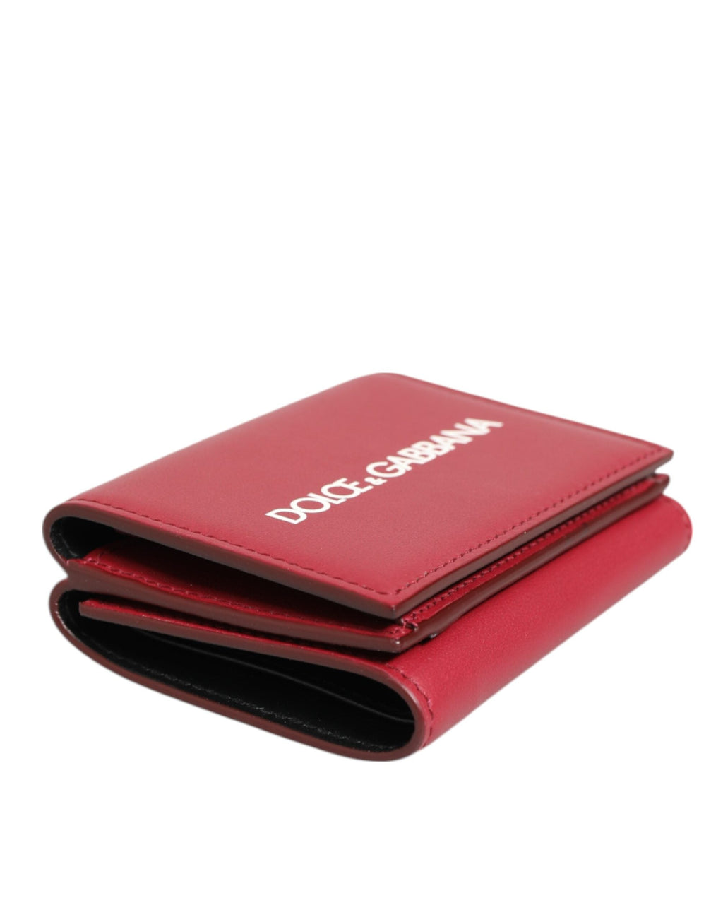 Dolce & Gabbana Rotes Leder mit frechem Logodruck Trifold Card Holder Wallet