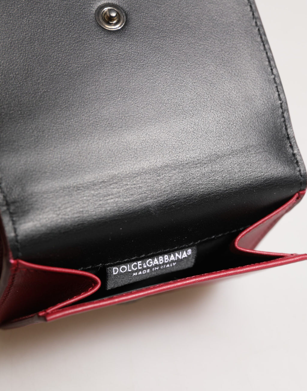 Dolce & Gabbana Rotes Leder mit frechem Logodruck Trifold Card Holder Wallet