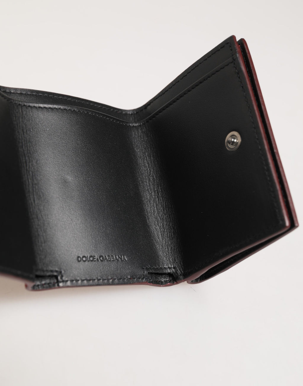 Dolce & Gabbana Rotes Leder mit frechem Logodruck Trifold Card Holder Wallet