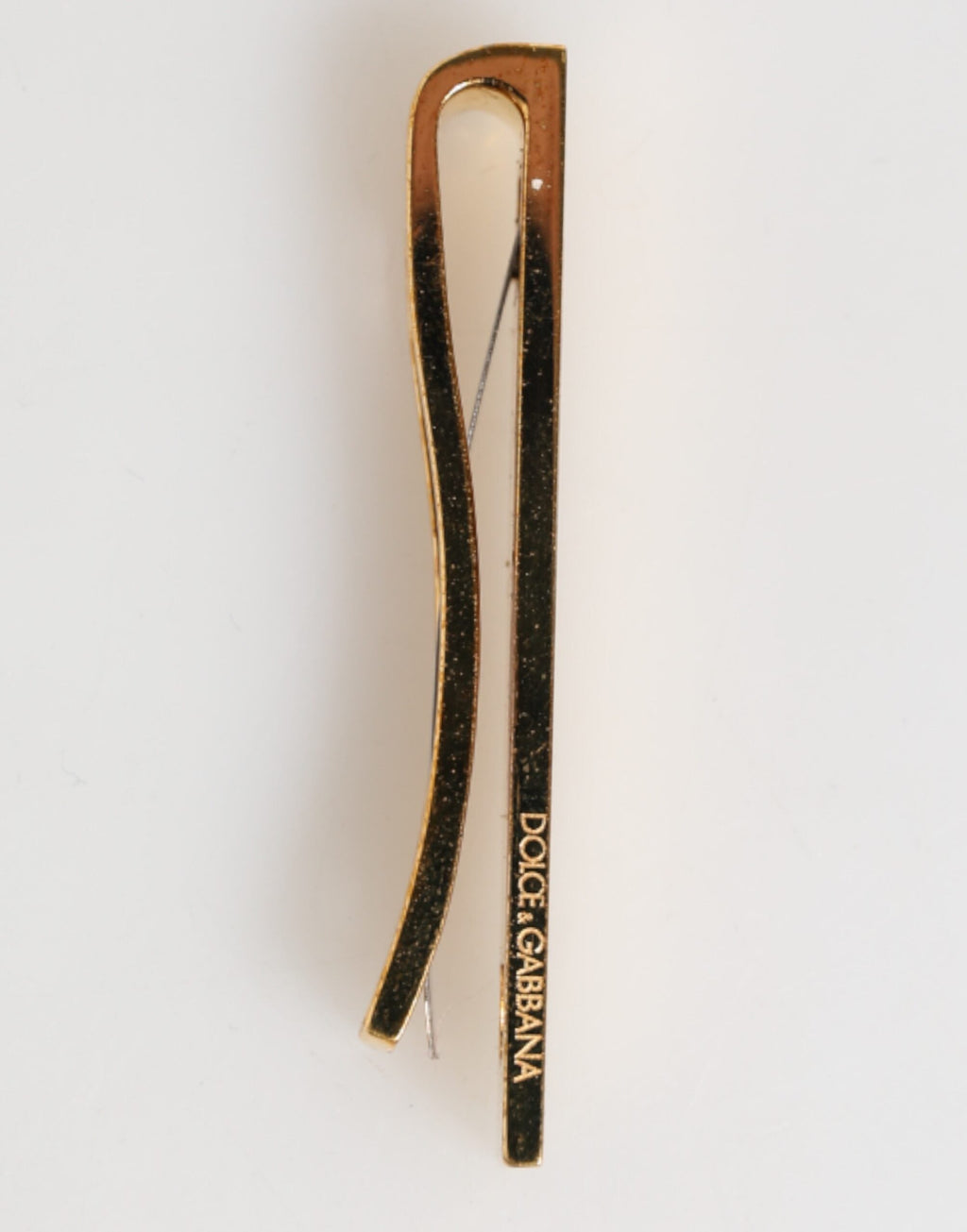 Dolce & Gabbana Gold-Ton Messing Logo Branded Männer Accessoire Krawattenklammer Bar