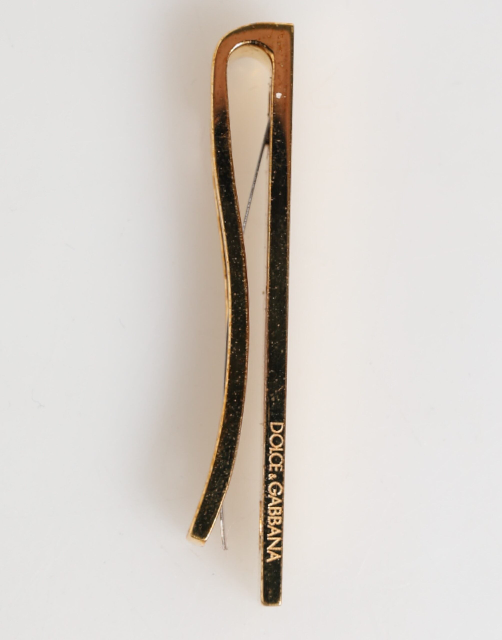 Dolce & Gabbana Gold-Ton Messing Logo Branded Männer Accessoire Krawattenklammer Bar