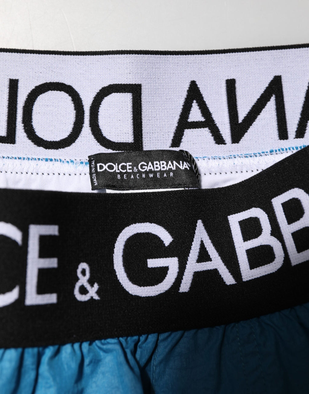 Dolce & Gabbana Blaue Logo-Bund Badehose Shorts Bademode