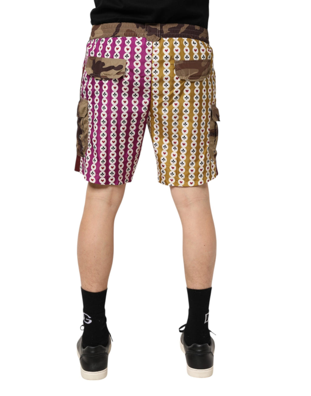Dolce & Gabbana Multicolor Spielkarte Camouflage Shorts Bademode