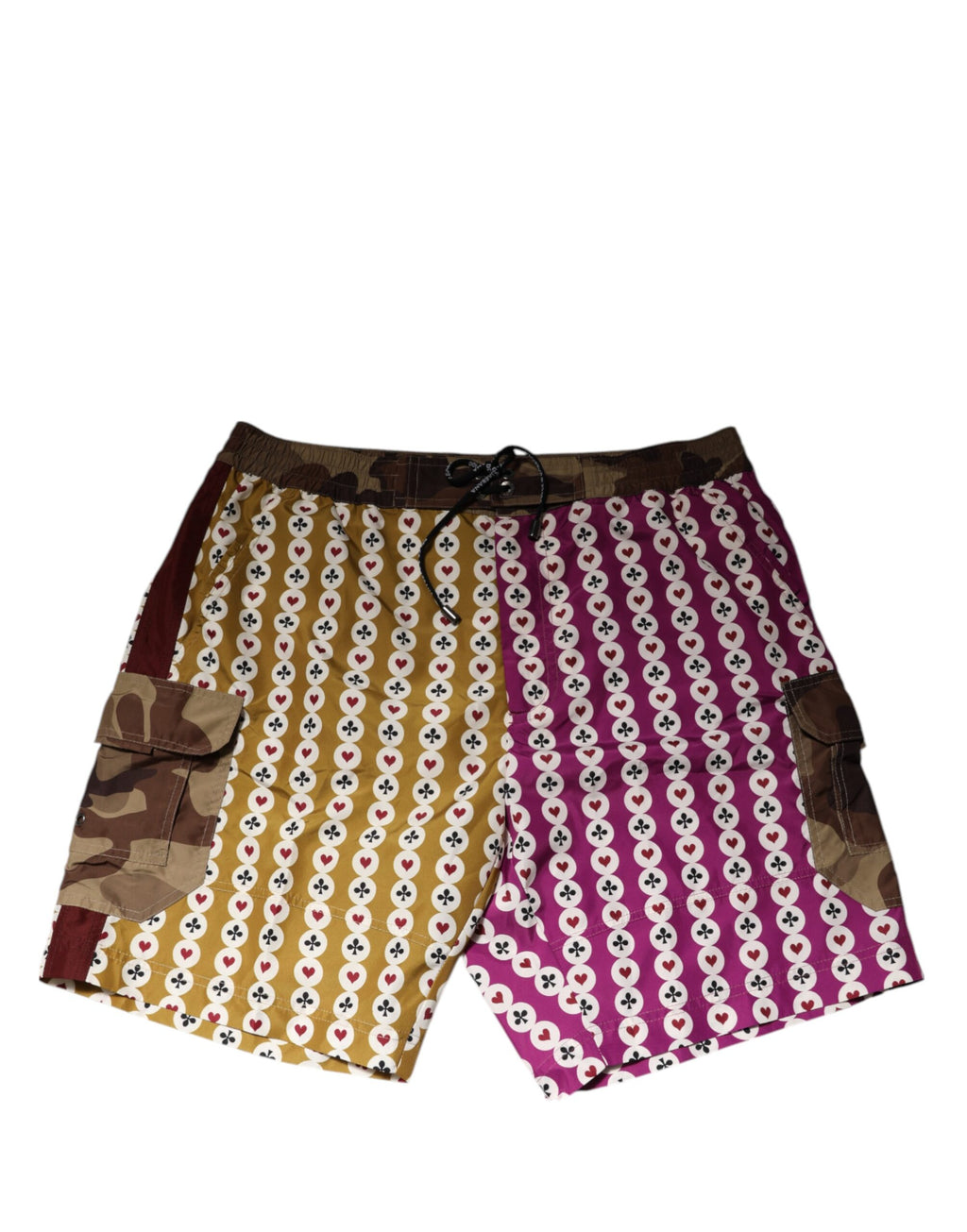 Dolce & Gabbana Multicolor Spielkarte Camouflage Shorts Bademode