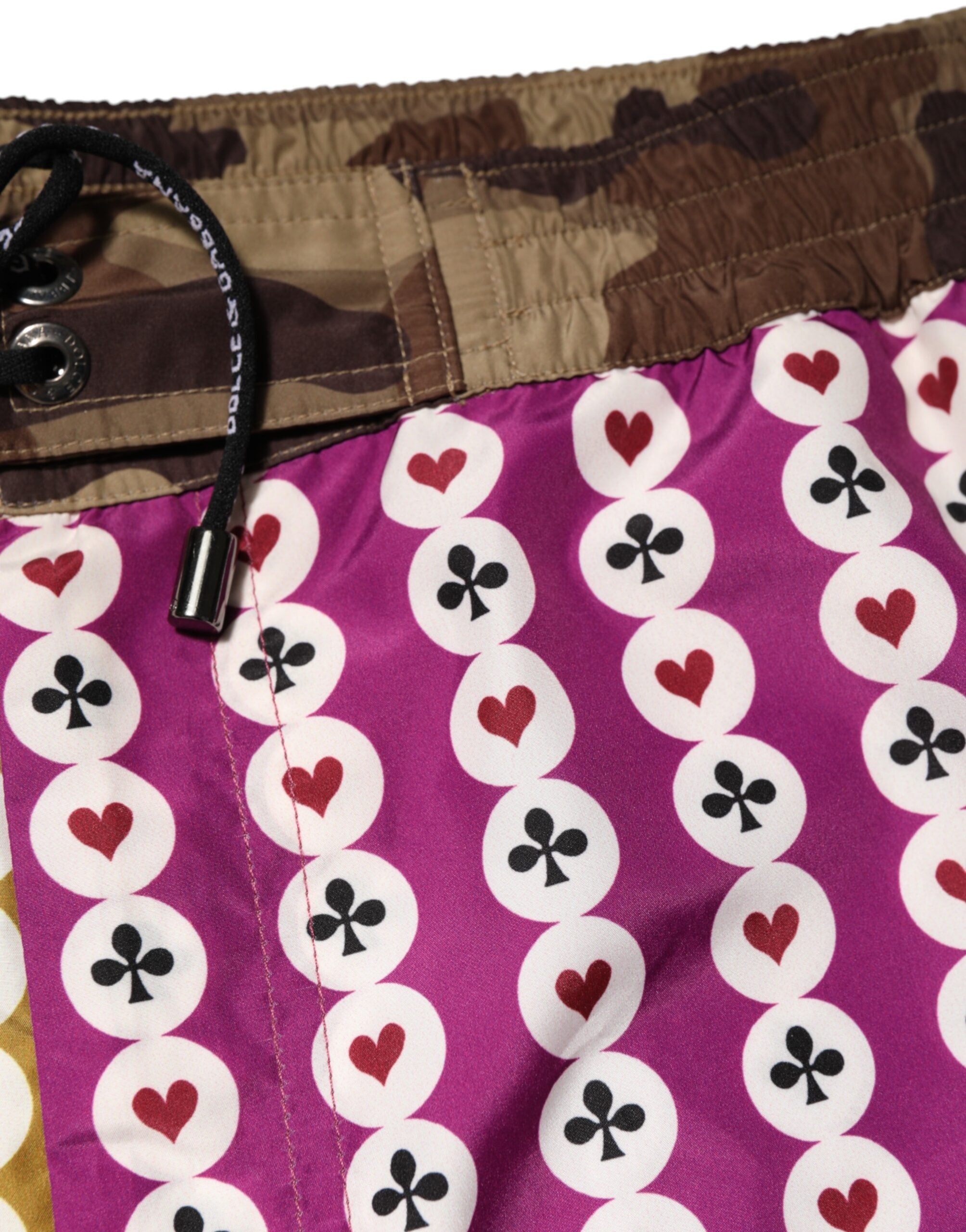 Dolce & Gabbana Multicolor Spielkarte Camouflage Shorts Bademode