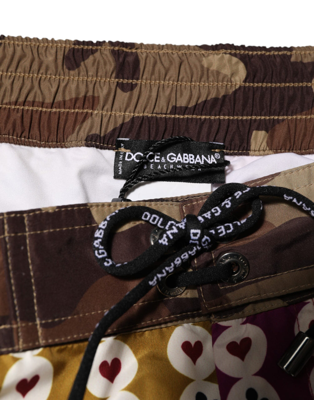 Dolce & Gabbana Multicolor Spielkarte Camouflage Shorts Bademode