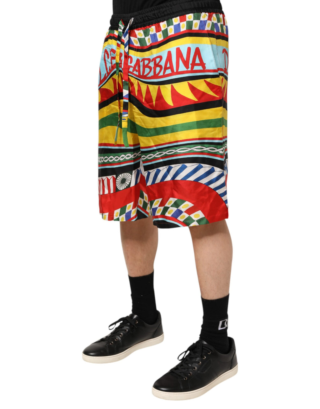 Dolce & Gabbana Multicolor Sizilianische Carretto Shorts Bademode