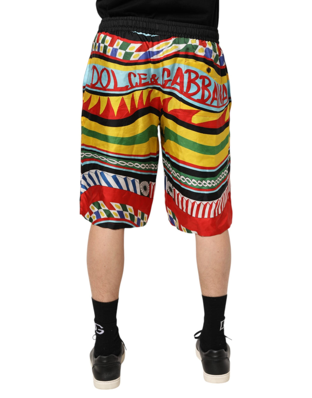 Dolce & Gabbana Multicolor Sizilianische Carretto Shorts Bademode
