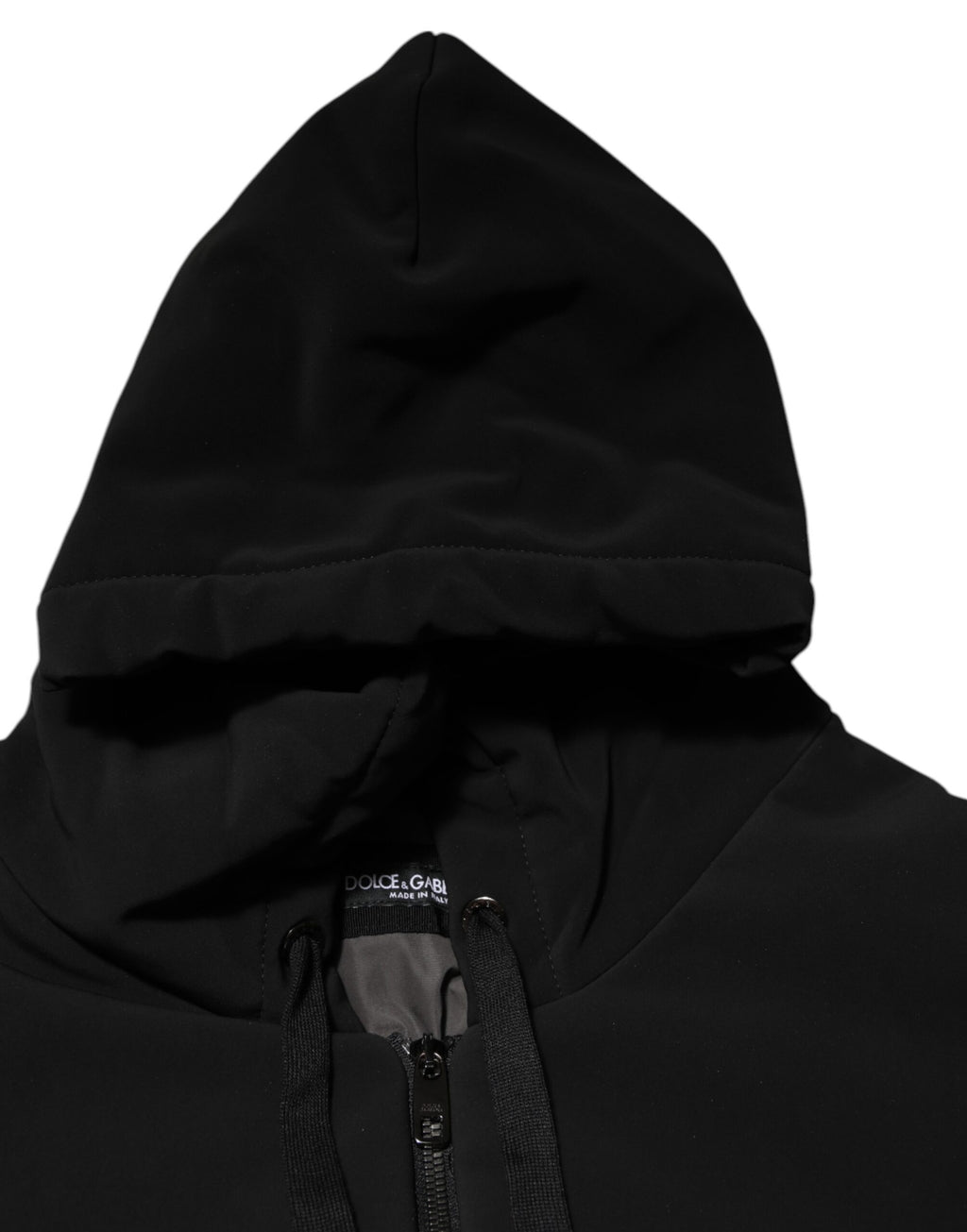 Dolce & Gabbana Kapuzenjacke mit gesteppten Nietenärmeln aus schwarzer Baumwolle