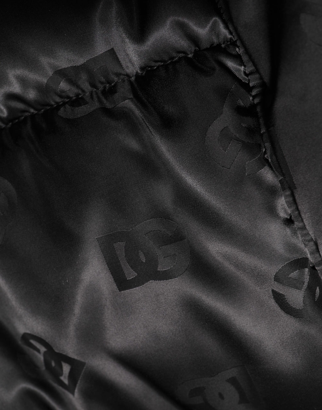 Dolce & Gabbana Schwarze Monogram Logo Puffer-Nylon-Kapuzenjacke