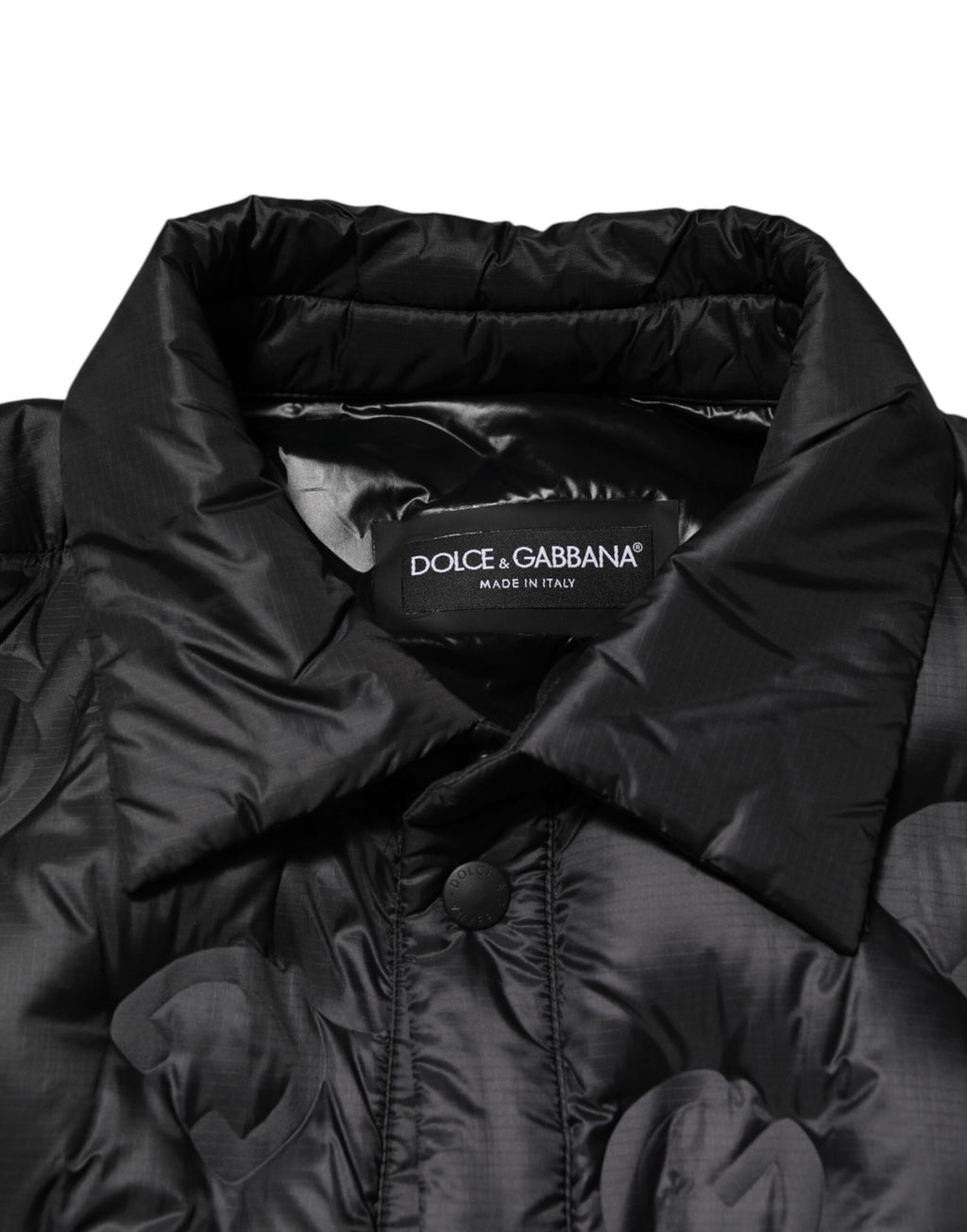 Dolce & Gabbana Schwarze gesteppte DG Logo Nylon-Pufferjacke