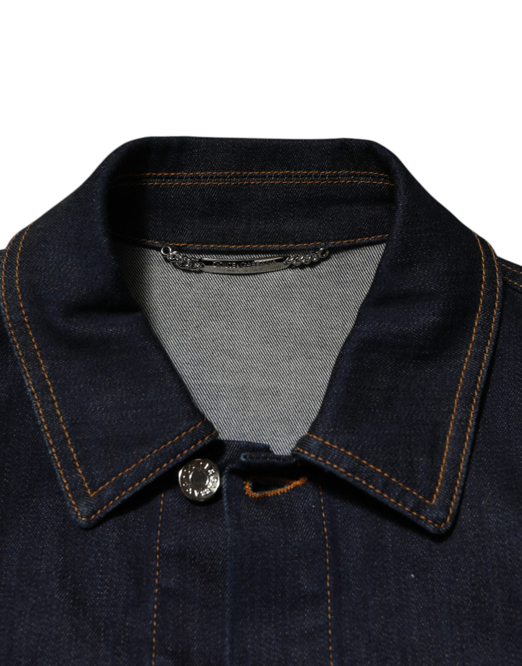 Dolce & Gabbana Indigoblaue Denim Slim Fit Logo Patch Jacke