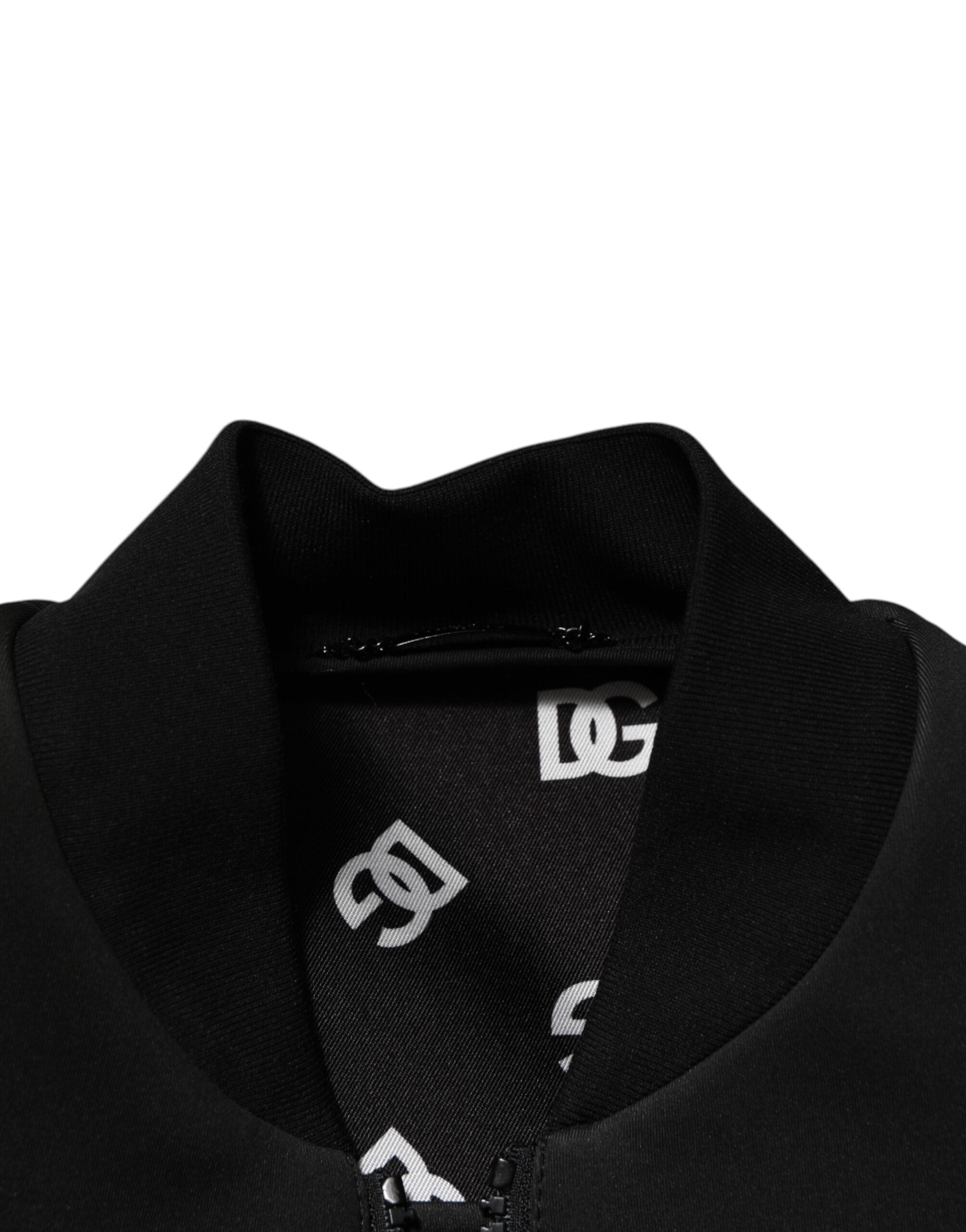 Dolce & Gabbana Schwarze Polyester-Logo-Plakette Bomberjacke