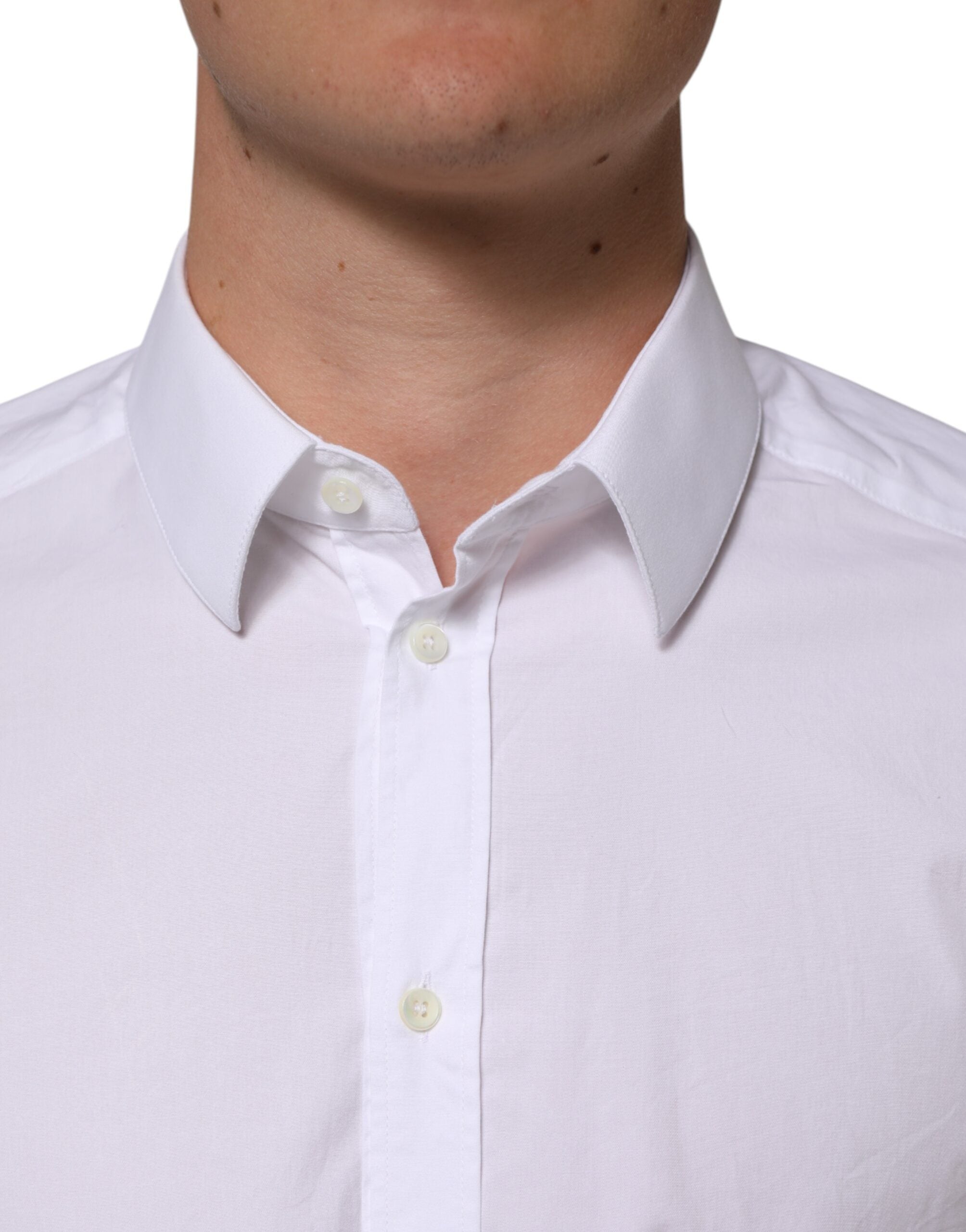 Dolce & Gabbana Weiß Baumwolle GOLD Lange Ärmel Formales Herrenhemd