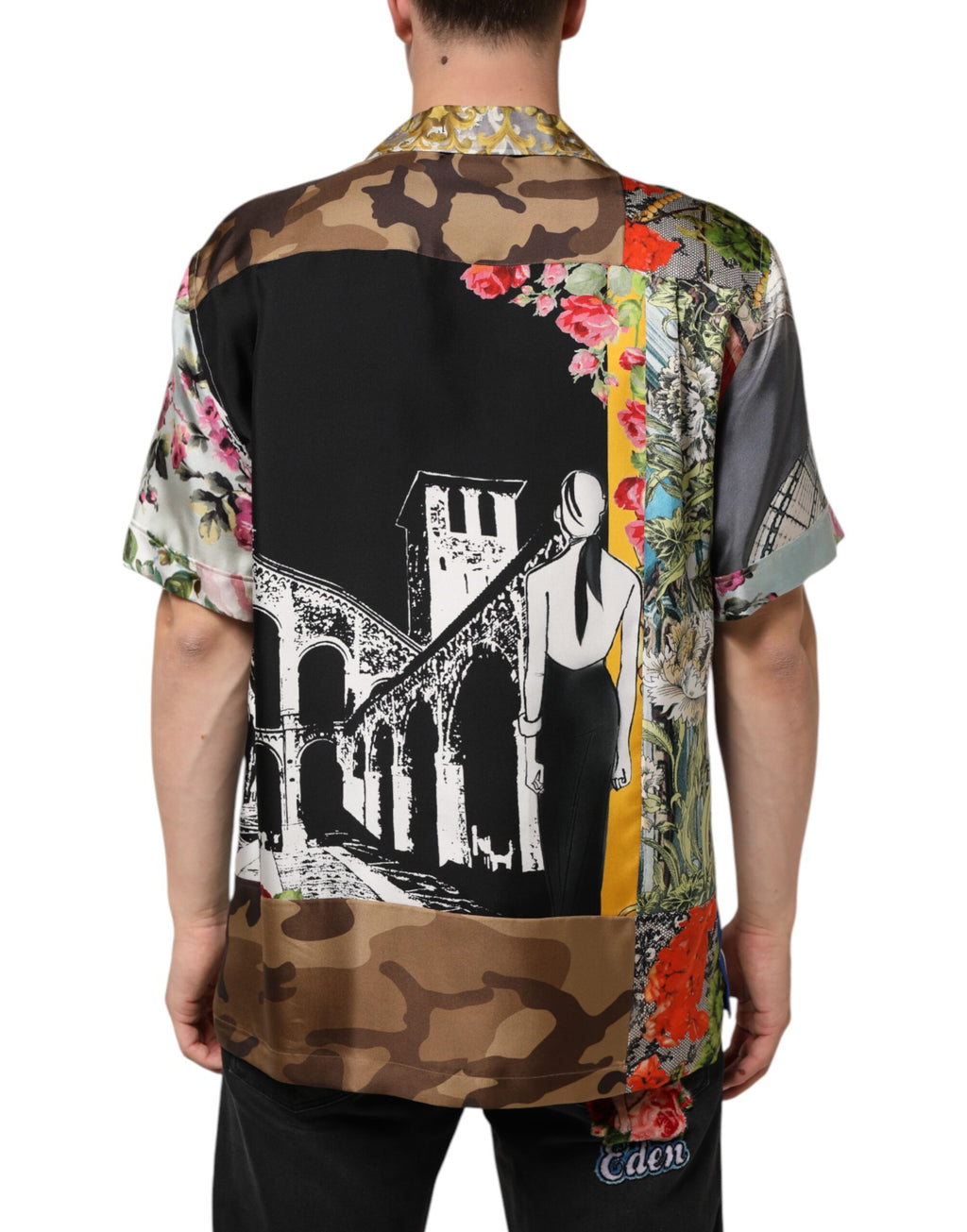 Dolce & Gabbana Multicolor Seidenoper Print Herren Freizeithemd