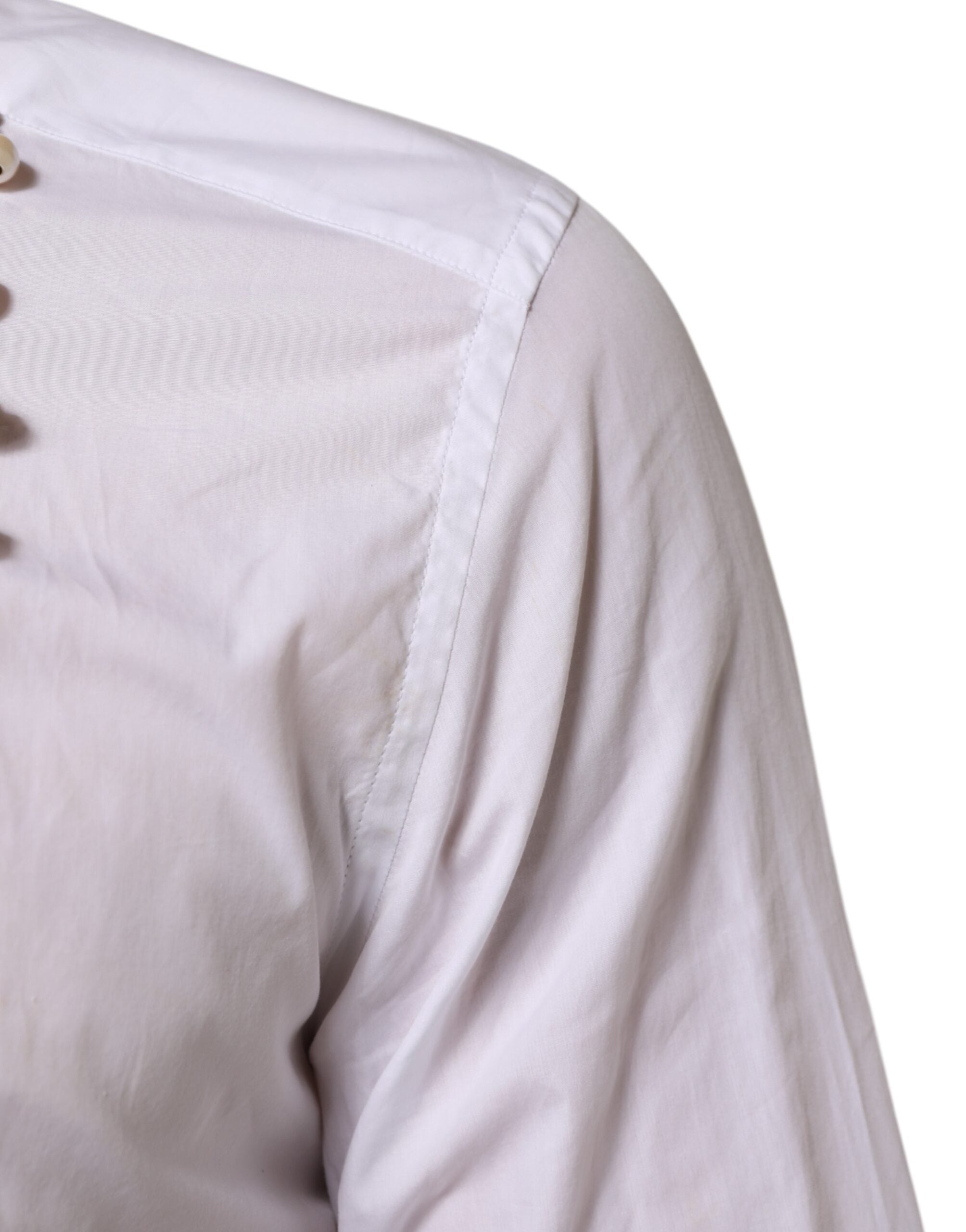 Dolce & Gabbana Weißes DG-Logo-Perlenkettenhemd aus Baumwolle