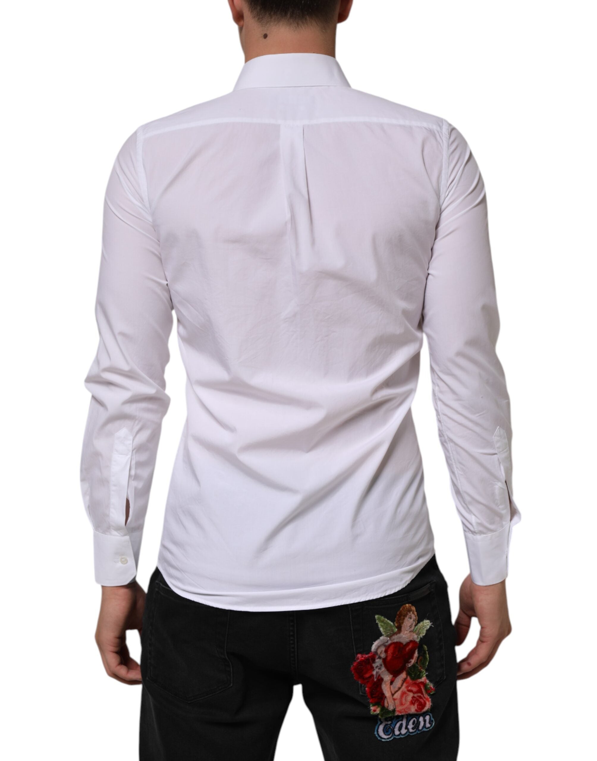 Dolce & Gabbana Weißes Baumwollhemd MARTINI mit langen Ärmeln