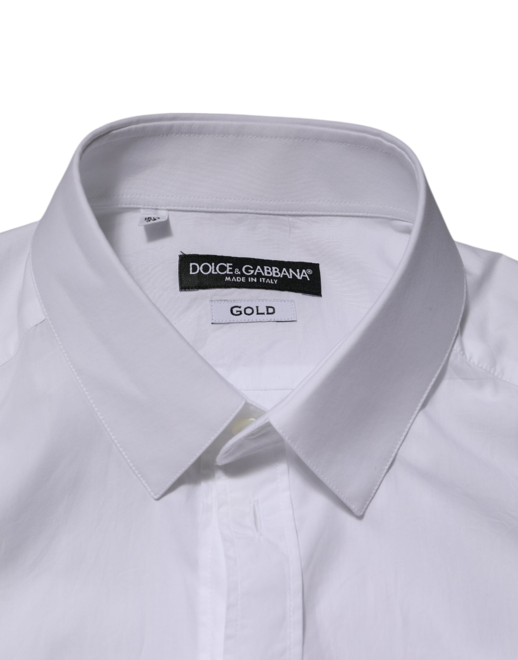 Dolce & Gabbana Weißes Baumwolle GOLD Formal Herren Langarmhemd