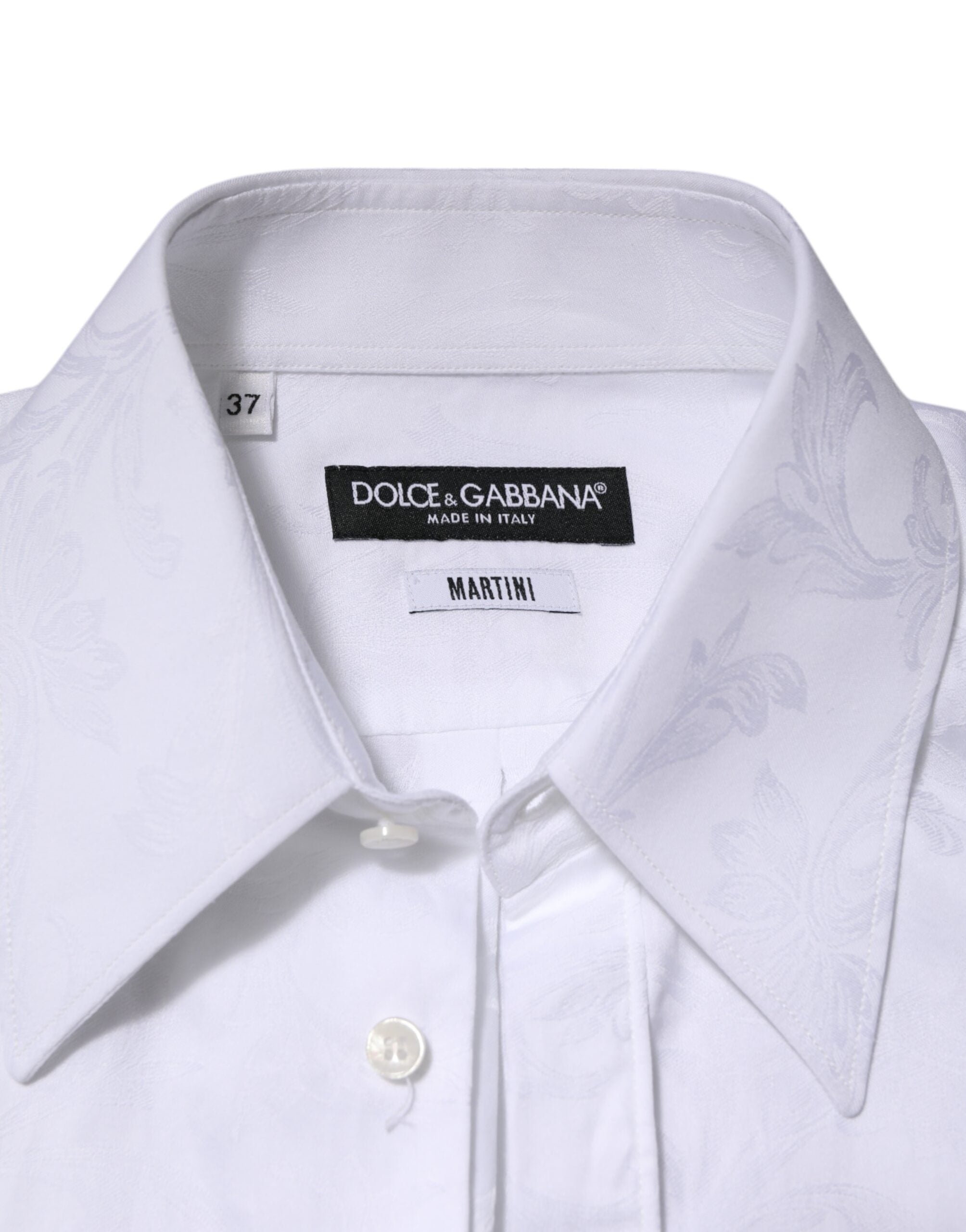 Dolce & Gabbana Weißes MARTINI Hemd aus Baumwolle mit Paisley-Jacquardmuster