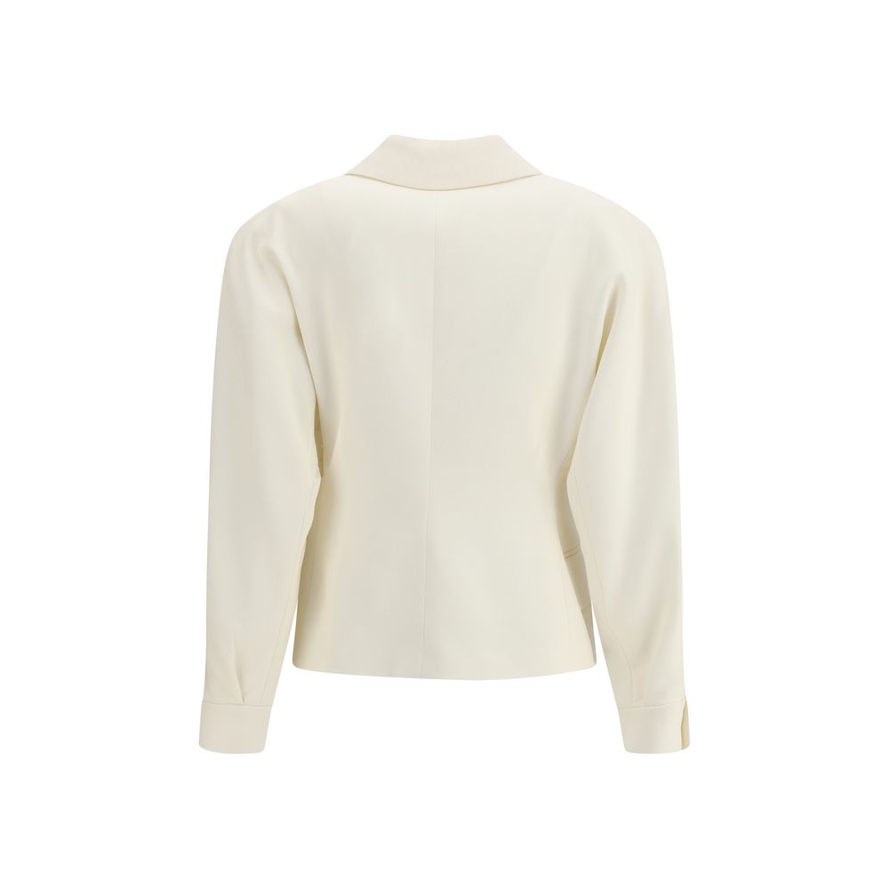 Alessandra Rich Eleganter Wollblazer aus Fleece in Creme