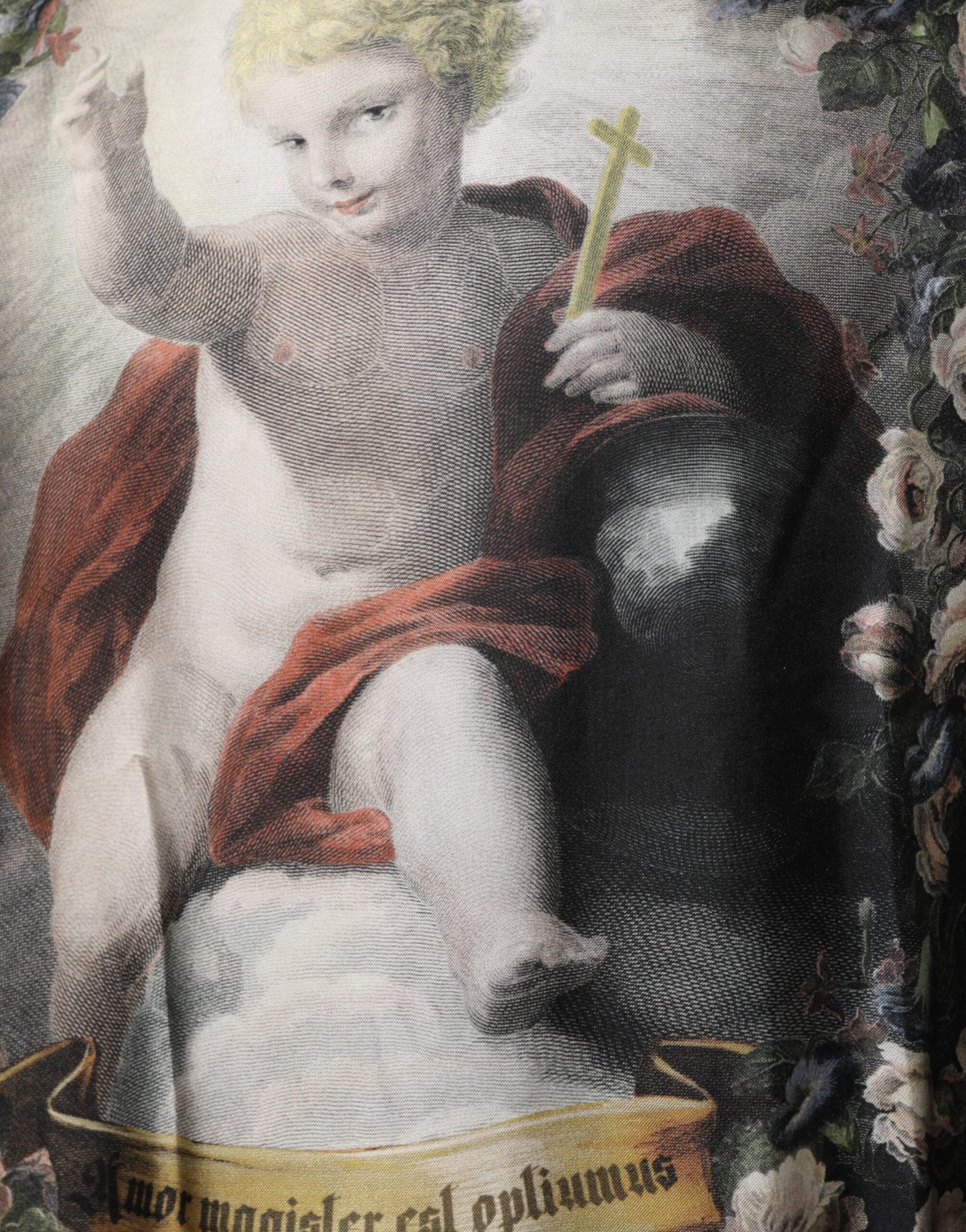 Dolce & Gabbana Schwarzer Kaschmir-Pullover mit Cherub-Print im Barockstil